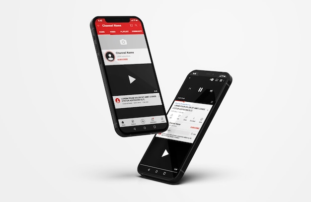 Youtube sul mockup del telefono cellulare