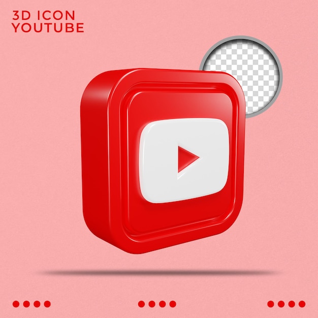 YouTube-Symbol 3D gerendert Symbol für soziale Medien isoliertes Symbol intelligentes Objekt