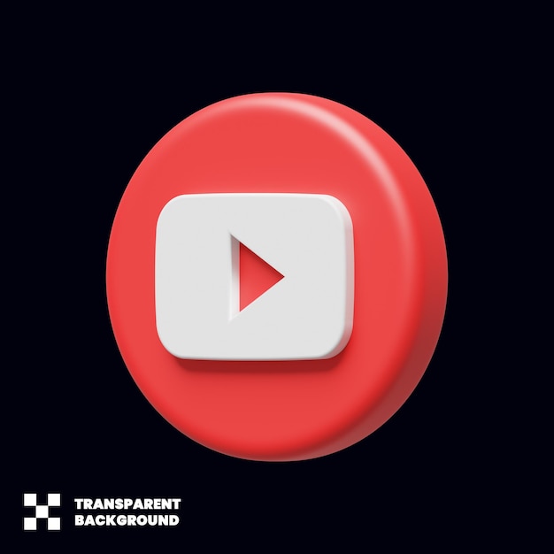 Youtube-symbol für soziale medien in 3d-rendering