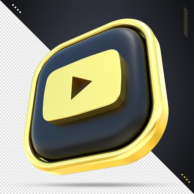 Youtube-Symbol für soziale Medien in Schwarz und Gold
