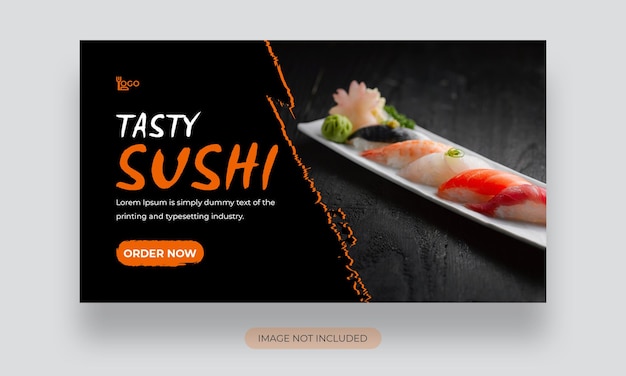 Youtube-thumbnail-vorlage für asiatisches essen, sushi-menü