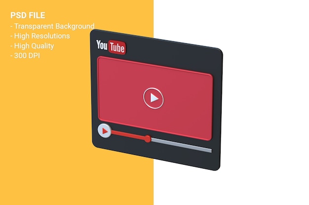 Youtube Video Player 3D-Bildschirm Design oder Video Media Player-Oberfläche