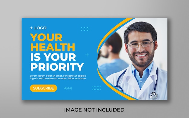 Youtube-video-thumbnail und design von web-banner-vorlagen für das medizinische gesundheitswesen