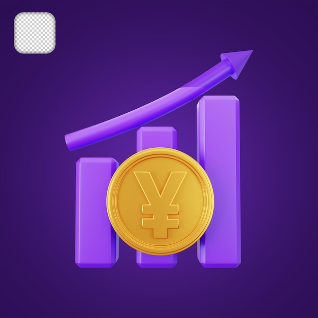 Yuan-chart bullische 3d-illustration