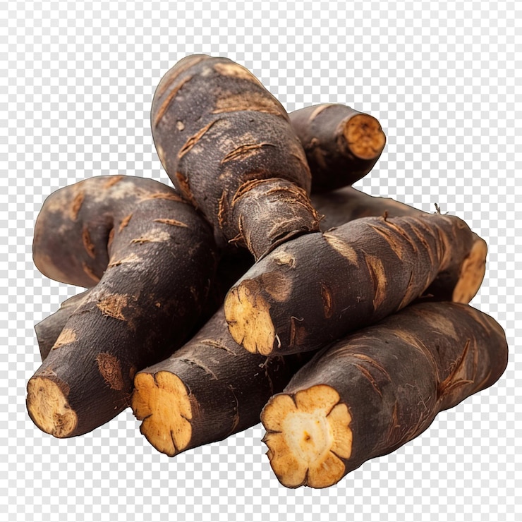 PSD la yuca aislada en tubérculos de fondo transparente png generativo ai