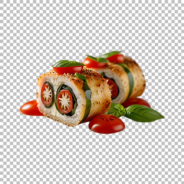 PSD yummy caprese rollo aislado en un fondo transparente psd premium