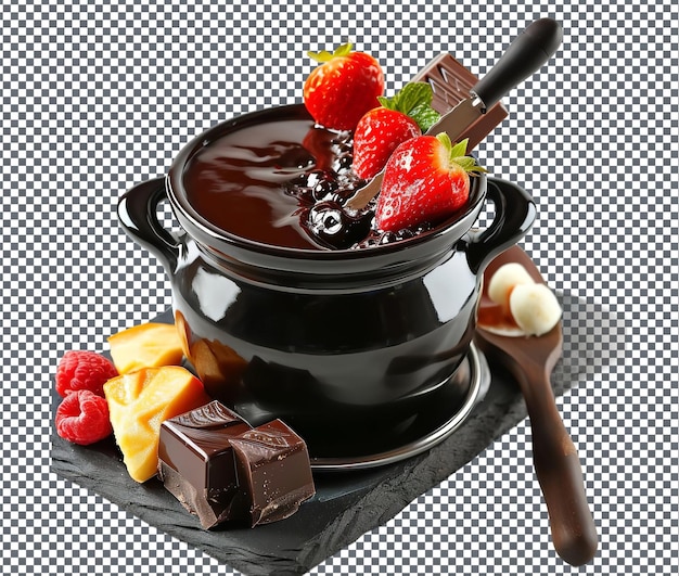 PSD yummy chocolate fondue isolated on transparent background