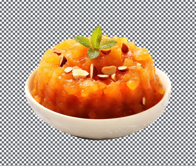 Yummy y delightful gajar ka halwa aislado en un fondo transparente