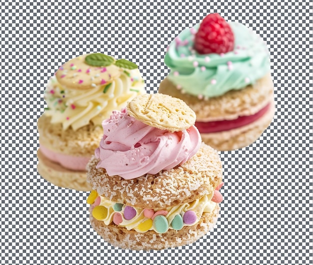 Yummy easter themed cupcake tea sandwiches aislados sobre un fondo transparente