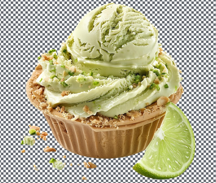 PSD yummy key lime pie helado aislado sobre un fondo transparente