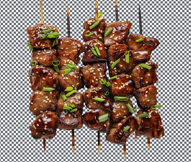 PSD yummy pinzones de carne a la parrilla aislados sobre un fondo transparente