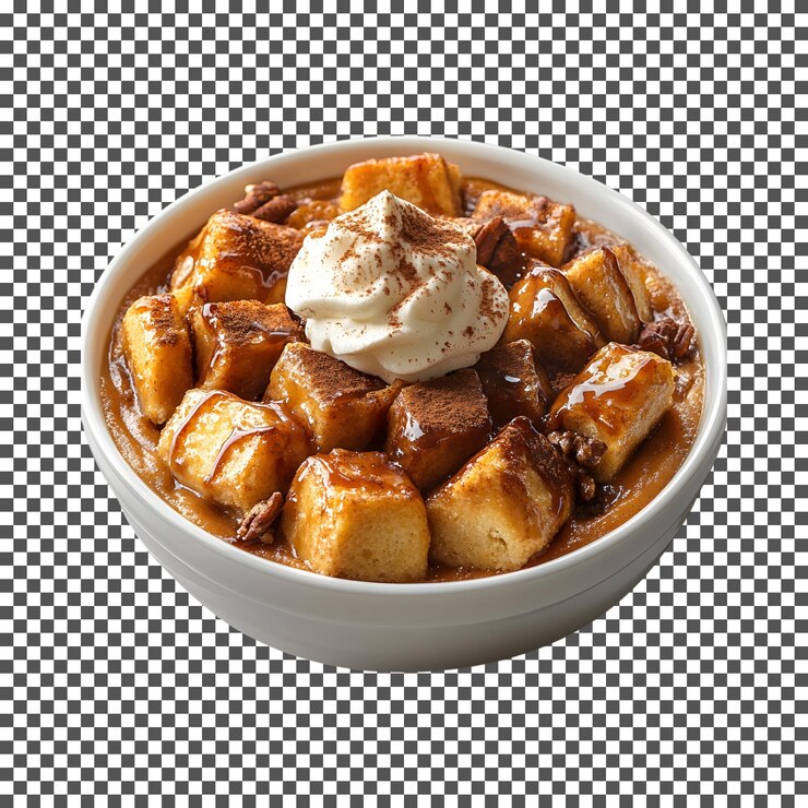 PSD yummy pumpkin spice bread pudding aislado en un fondo transparente
