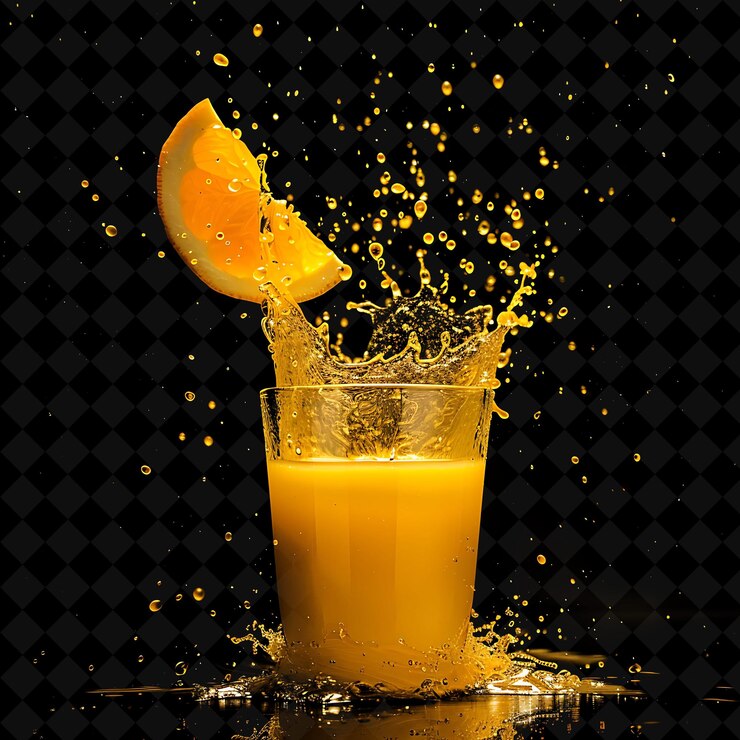 PSD yuzu juice ooze con fluido claro naranja un png efecto neón creativo colecciones y2k