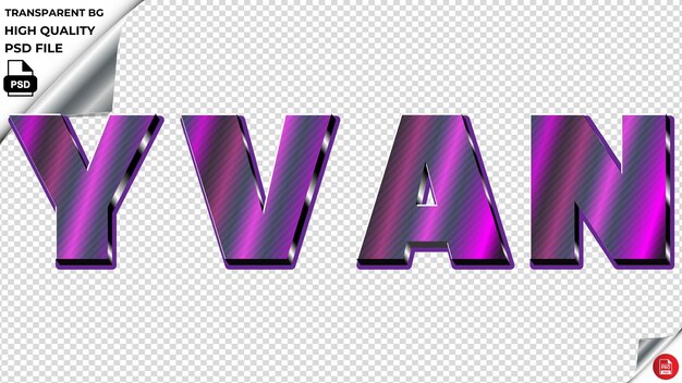 PSD yvan typographie texte clair violet métallique psd transparent