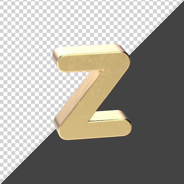 z Kleine Buchstaben goldene Darstellung isoliert