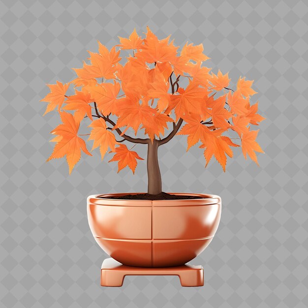 PSD z2 maple in ceramic pot on ceramic stand with color burnt orang isolated green tree for home decor