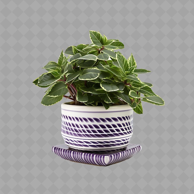 PSD z2 usine de gaufres violettes en céramique country plaid design pot sitt arbre vert isolé pour la décoration de la maison