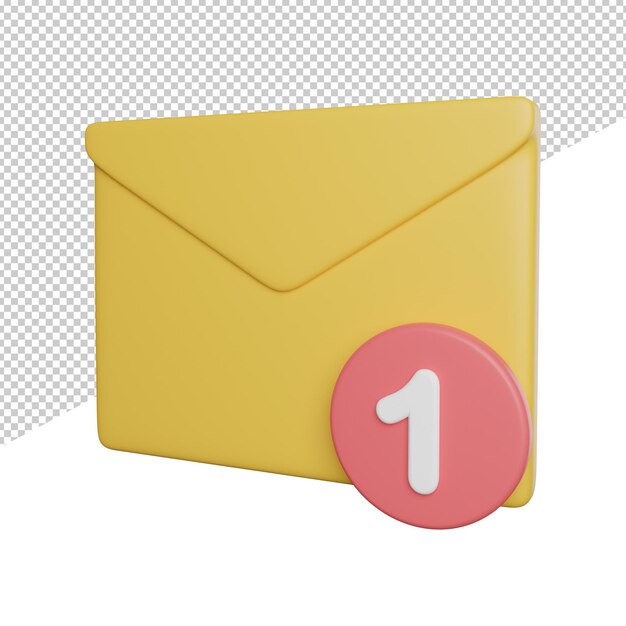 Zählen von Nachrichten Benachrichtigung Vorderansicht 3D-Rendering Symboldarstellung auf transparentem Hintergrund