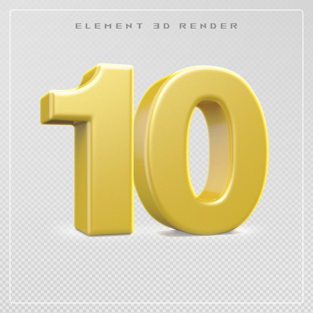 Zahl 10 Gold 3D-Rendering