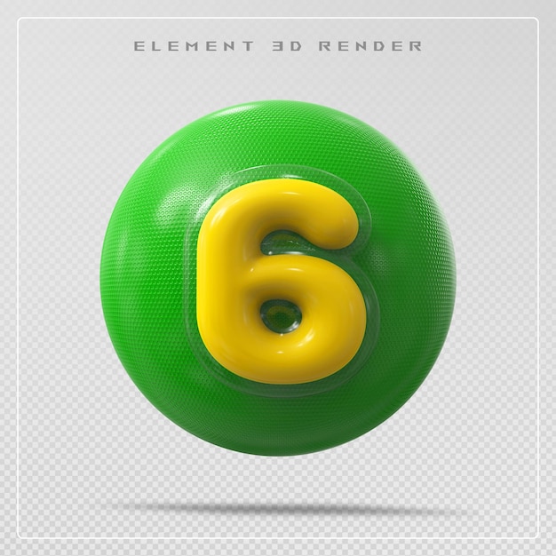 Zahl 6 grün 3D-Render