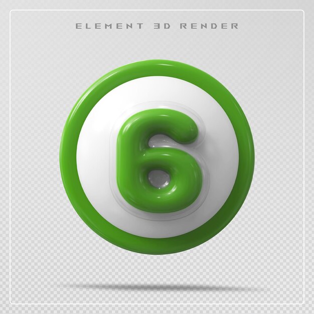Zahl 6 grün 3D-Render