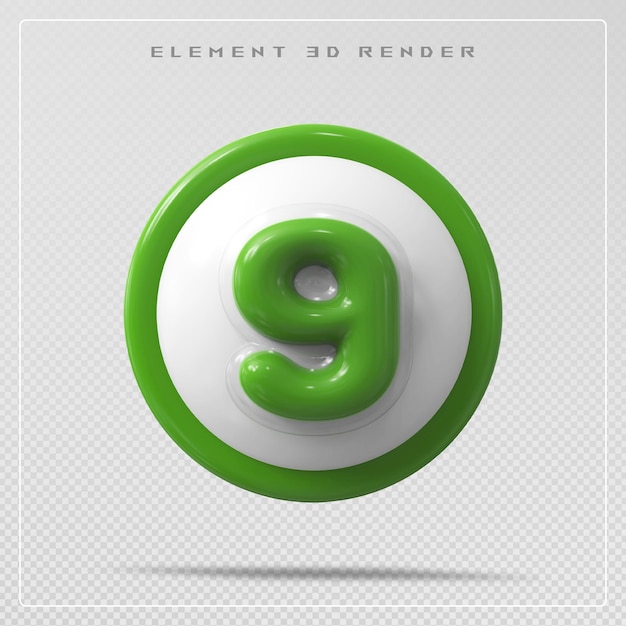Zahl 9 grün 3D-Render