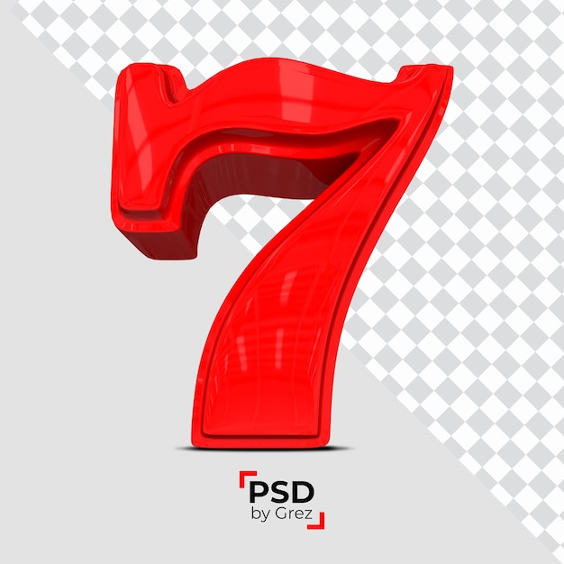 PSD zahl in brillanter 3d-schrift aus realistischer roter 3d-farbe