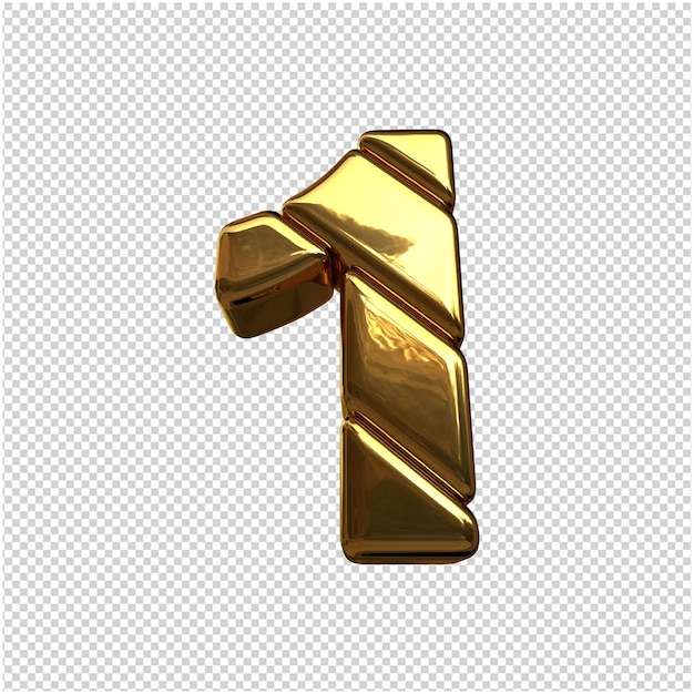 Zahlen aus Goldbarren. 3D-Nummer 1