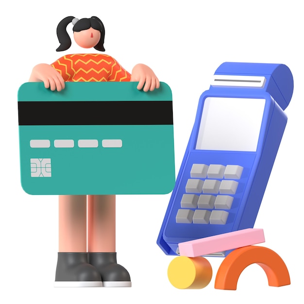 Zahlung mit Kreditkarte Einkaufen Handel 3D-Illustration
