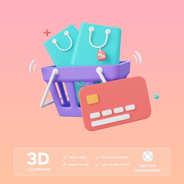 Zahlung mit PSD-Karte 3D-Illustration