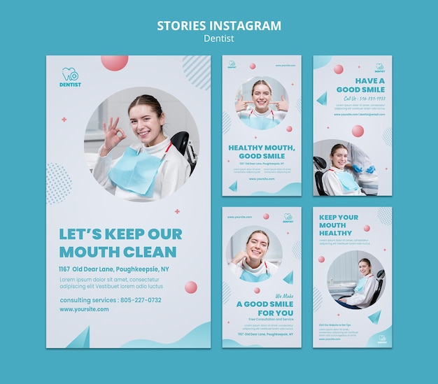 Zahnarztklinik Instagram Geschichten Vorlage