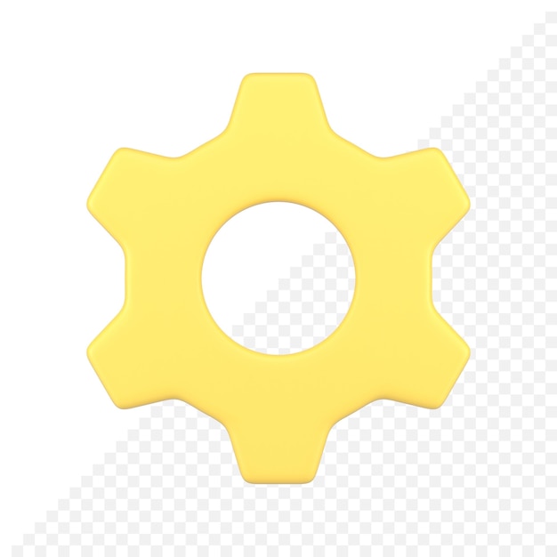 PSD zahnradgetriebe-workflow-einstellung engineering-unterstützung gelbes abzeichen 3d-symbol