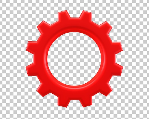 PSD zahnradmaschine rotes symbol 3d rendern