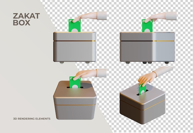 Zakat box 3d-rendering-elemente