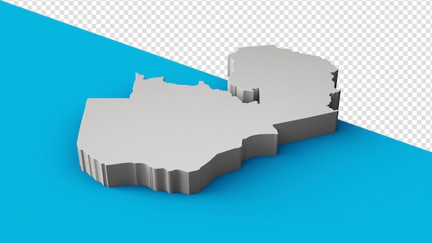 Zambia Mapa 3D Geografía Cartografía y topología Ilustración 3D