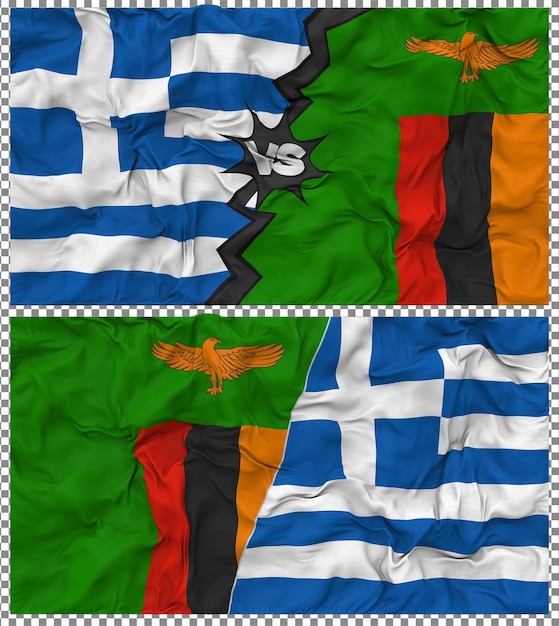 La Zambie contre la Grèce Half Combined Flag Cloth Bump Texture Rendering 3D