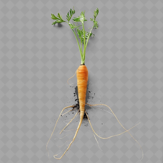 Una zanahoria con un montón de zanahorias en la parte superior