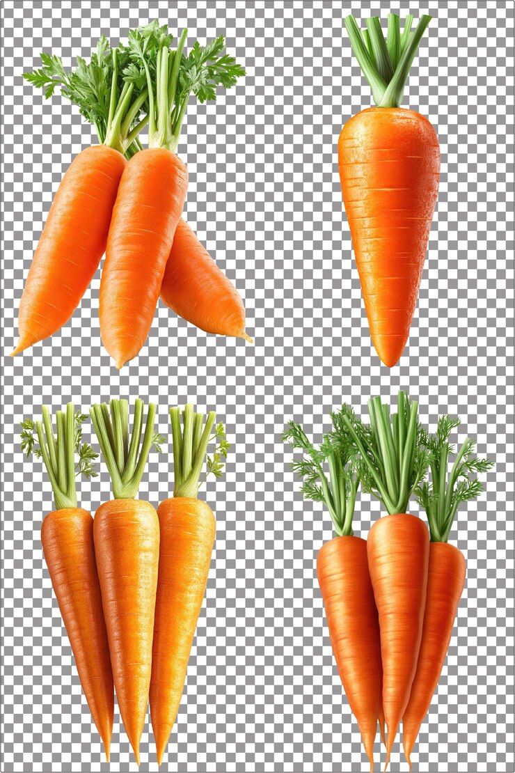 zanahorias hiperrealista aislado PNG con fondo transparente claro muy detallado