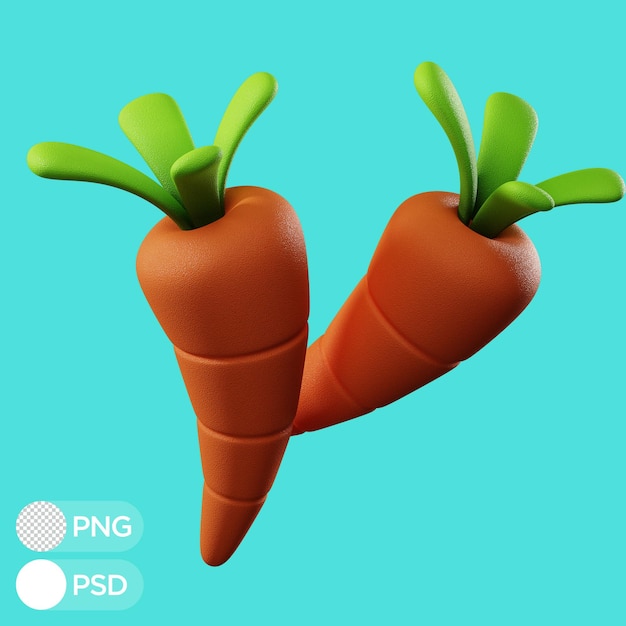 PSD zanahorias de ilustración 3d