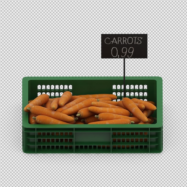 Las zanahorias isométricas render 3d