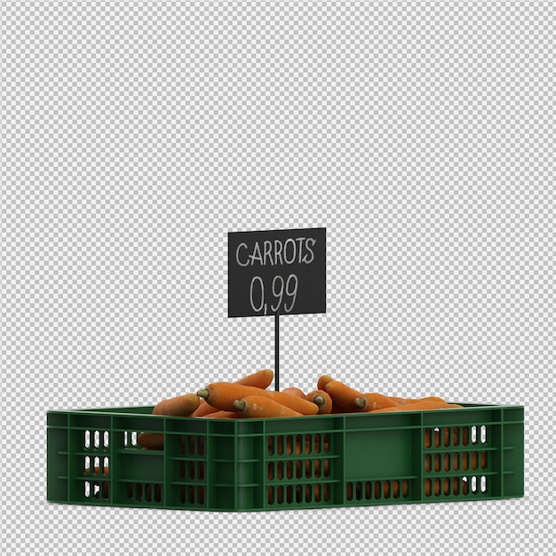 PSD las zanahorias isométricas render 3d