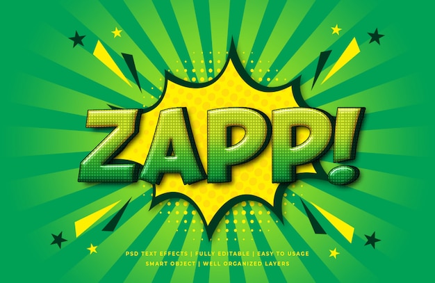 Zap Comic speech 3d Text Style Effect