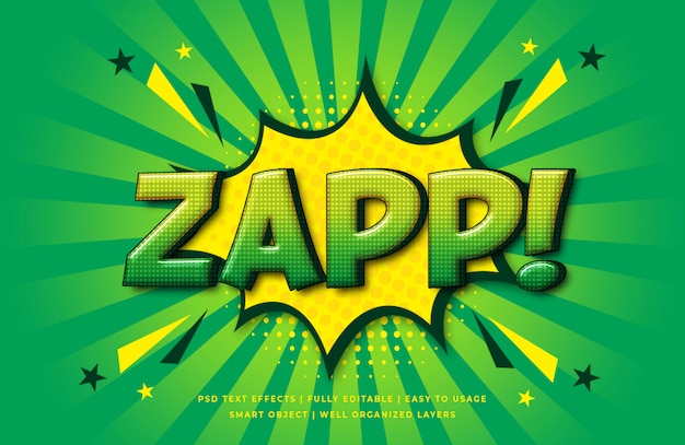 PSD zap comic speech 3d text style effect