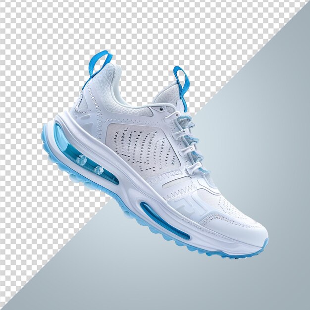 PSD zapatillas blancas con acentos azules claros png