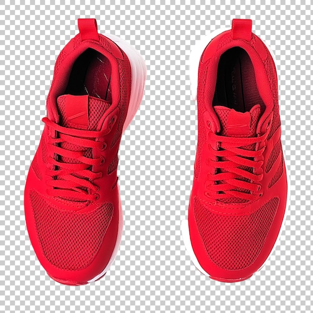zapatillas de deporte o zapatillas de correr rojas sobre un fondo transparente