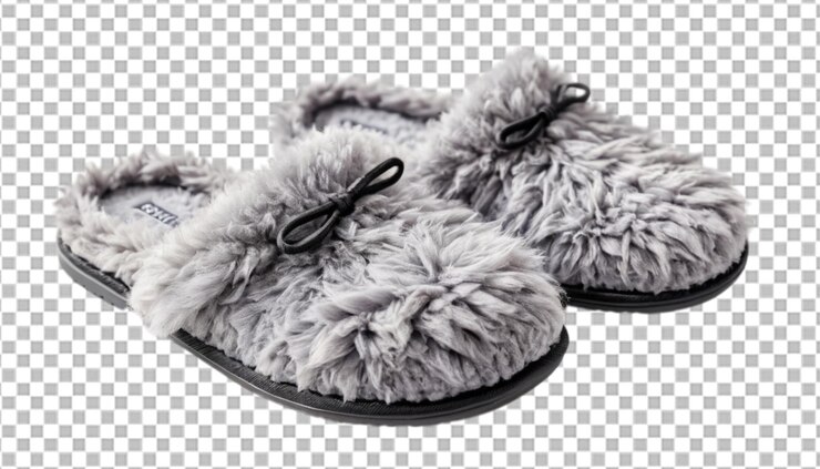 PSD zapatillas grises de pelo para el interior para la comodidad