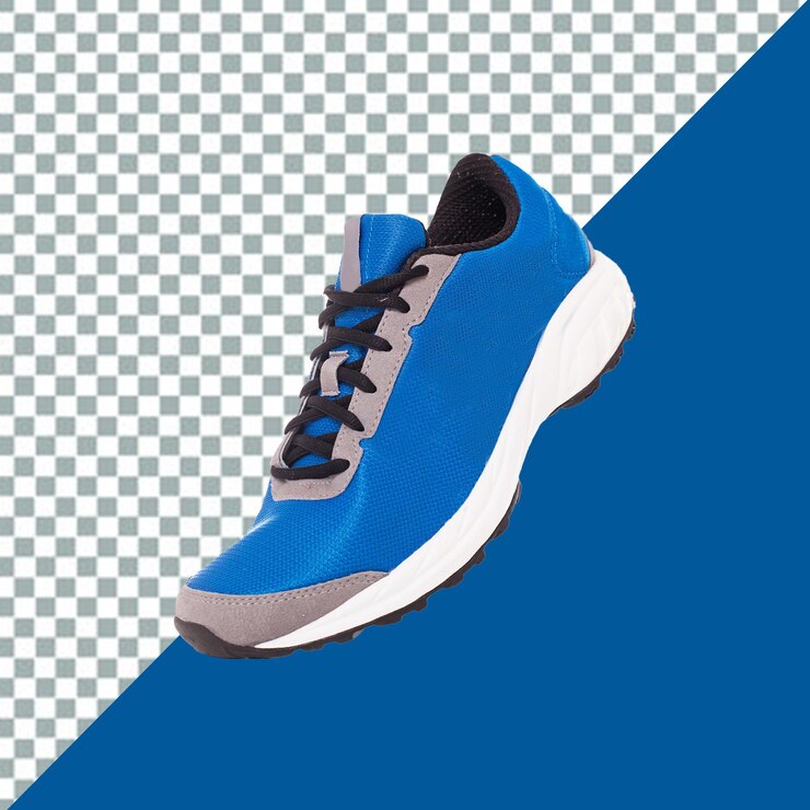 PSD zapato azul psd con suela blanca que tiene un fondo transparente de suela azul