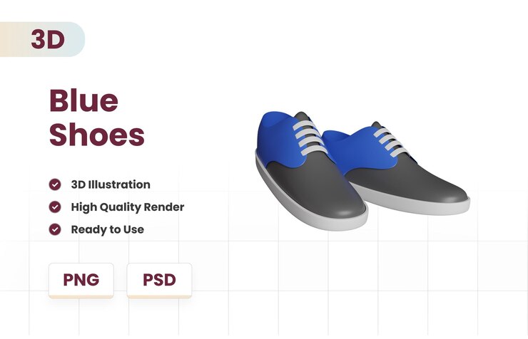 PSD zapatos azules en 3d