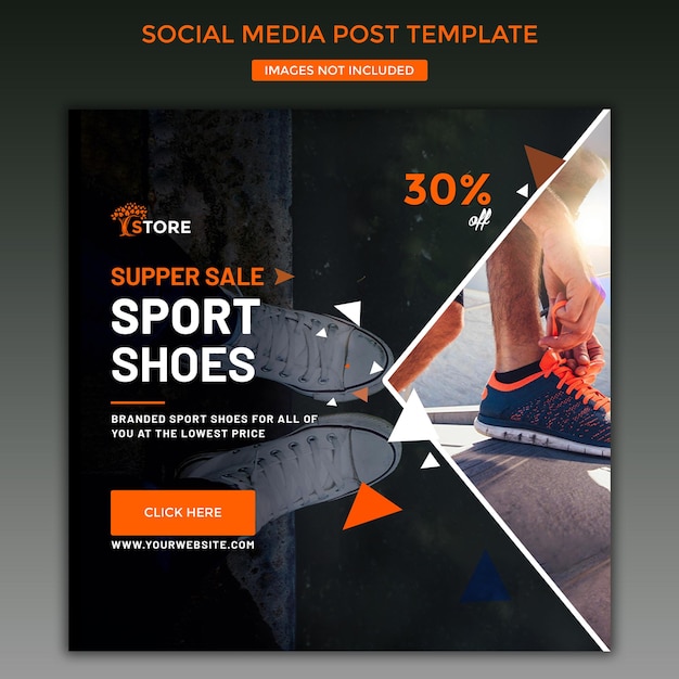 PSD zapatos deportivos plantilla de diseño de publicaciones en redes sociales para anuncios publicitarios de promoción en facebook e instagram