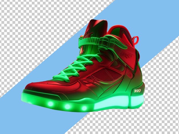 PSD zapatos rojos brillando con luz verde